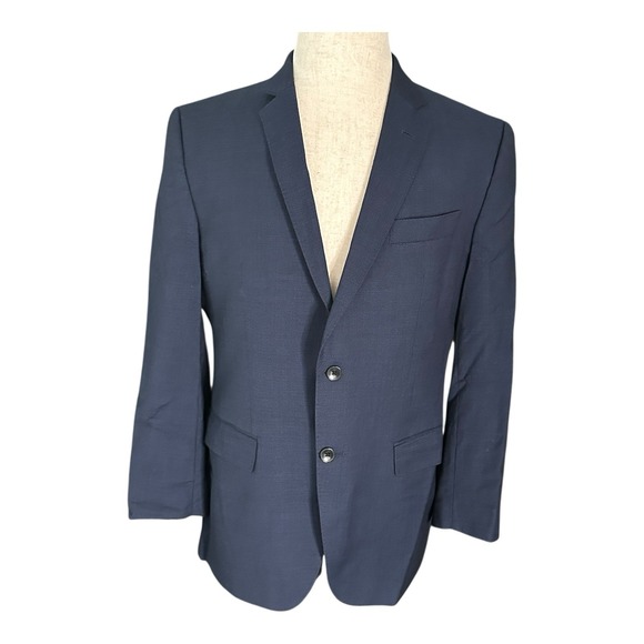 Hugo Boss Blazer Formal Suit Size 40R Virgin Wool Blend Navy Blue‎ - Picture 1 of 16